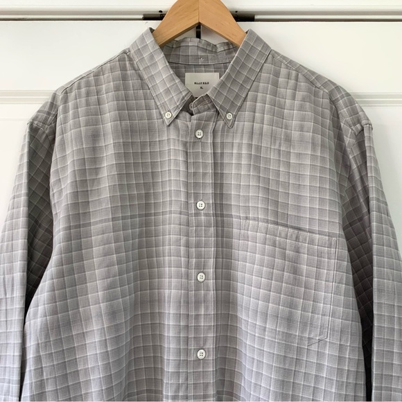 Billy Reid Button Down Shirt Light Gray Plaid Cotton Standard Fit Men’s Size XL - Picture 2 of 8